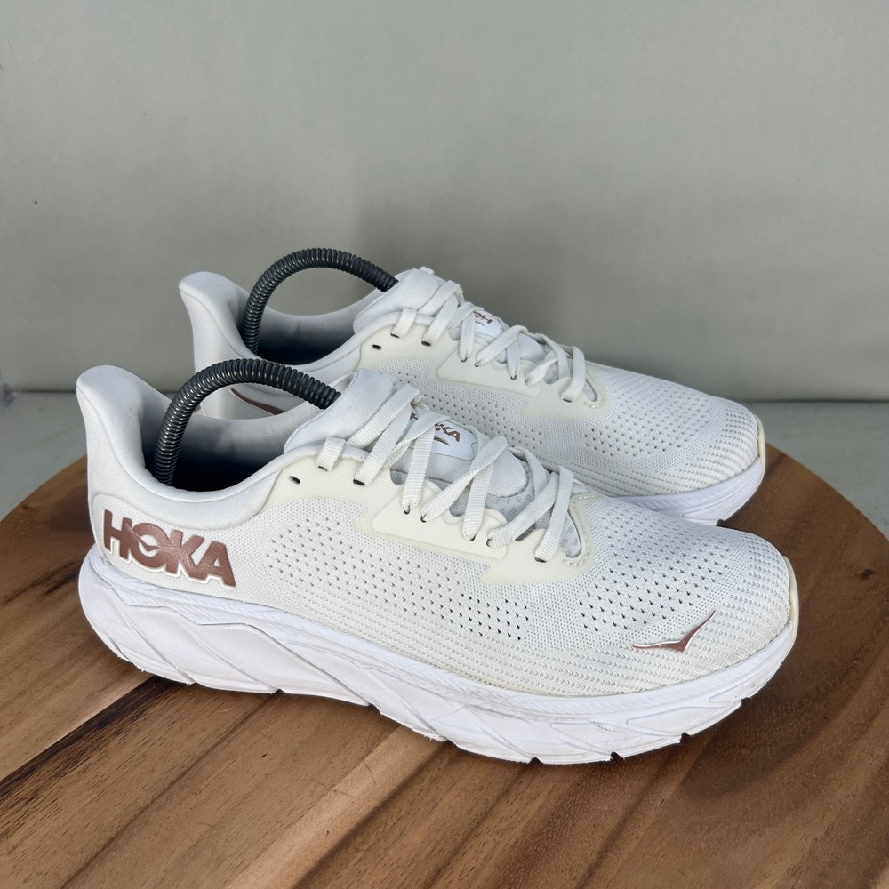 Hoka Arahi 7 Womens Running Shoes White Rose Gold 1147851-BSG Size 10 B Cushion